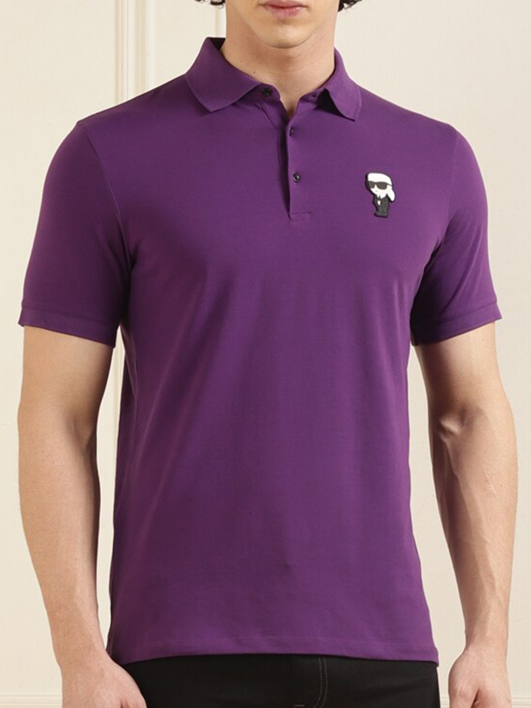 

Karl Lagerfeld Polo Collar Cotton T-shirt, Purple
