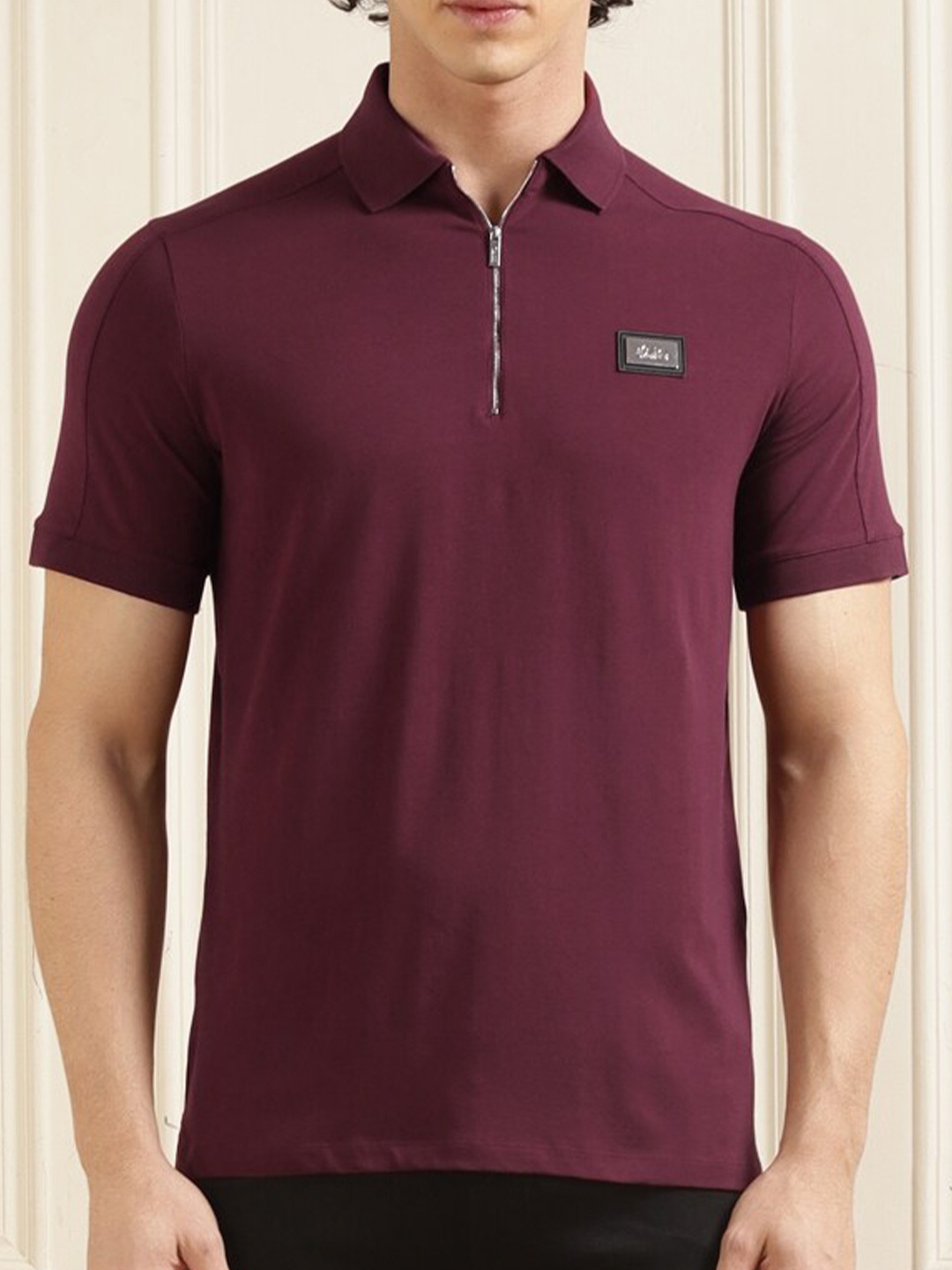 

Karl Lagerfeld Polo Collar Cotton T-shirt, Maroon