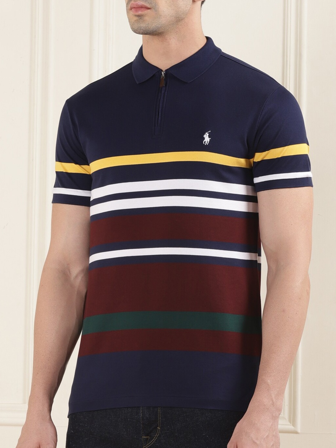 

Polo Ralph Lauren Vertical Striped Cotton Slim-Fit T-Shirt, Navy blue