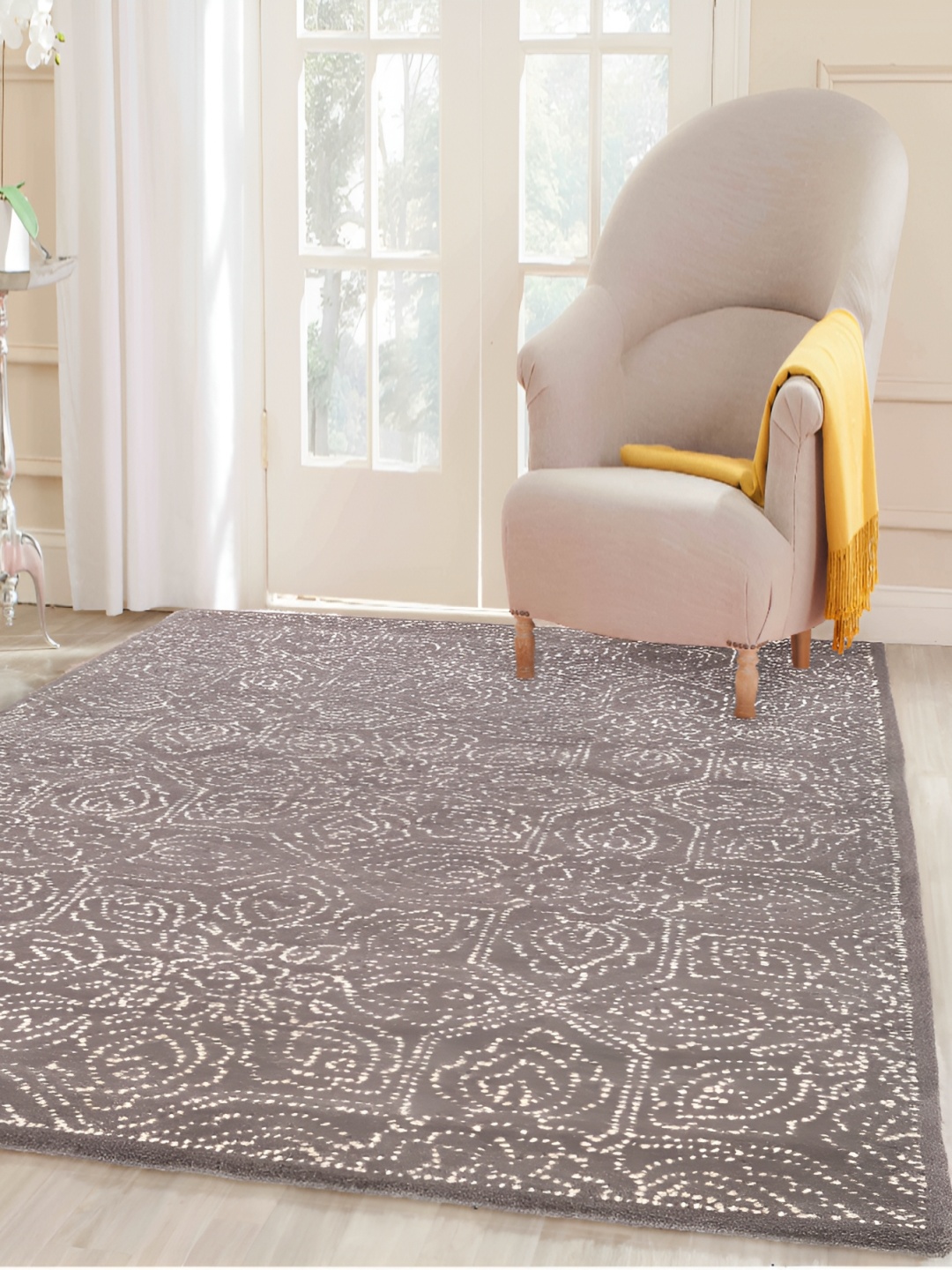 

PEQURA Brown & White Handmade Woollen Carpet