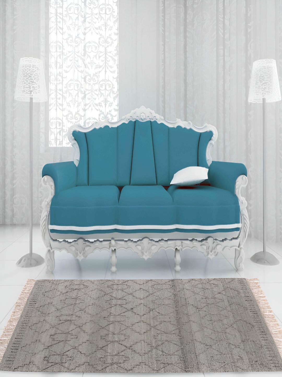 

PEQURA Grey Geometric Handmade Woollen Carpet