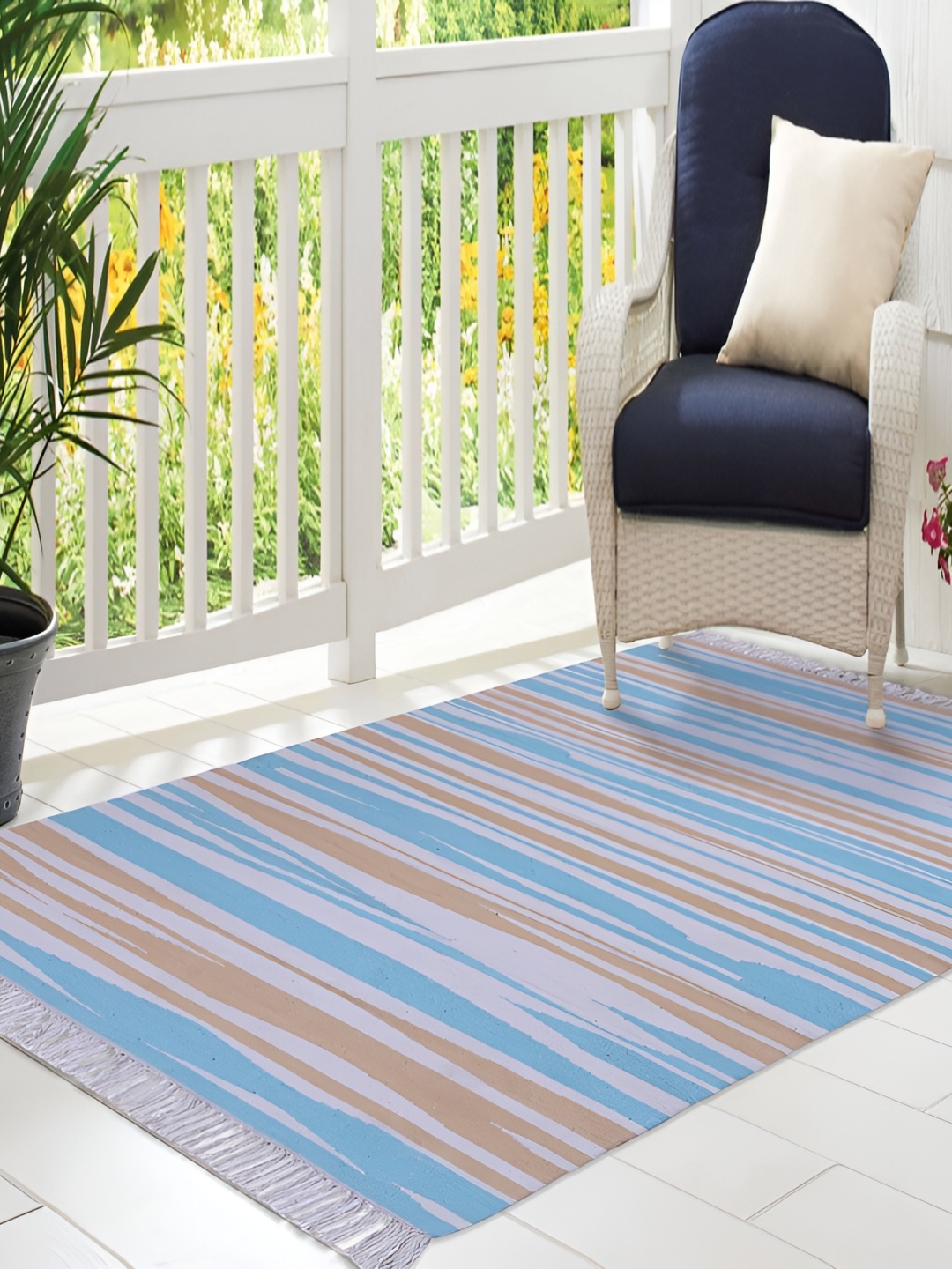 

PEQURA Blue & Brown Handmade Woollen Carpet