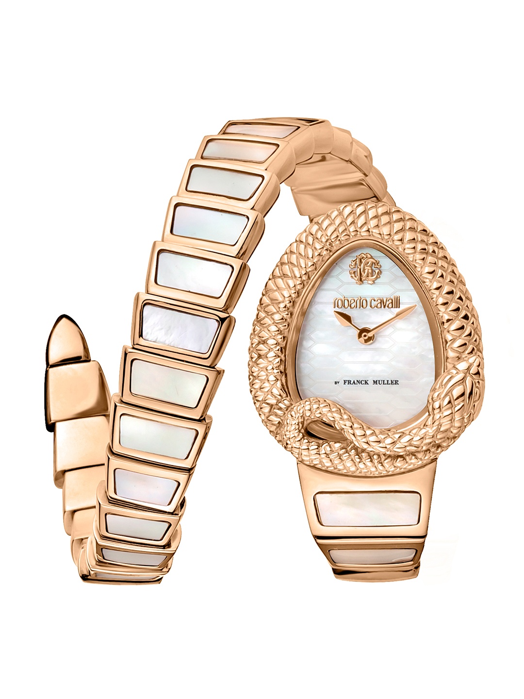 

Roberto Cavalli by Franck Muller Women White Dial & Rose Gold Toned Stainless Steel Straps Watch