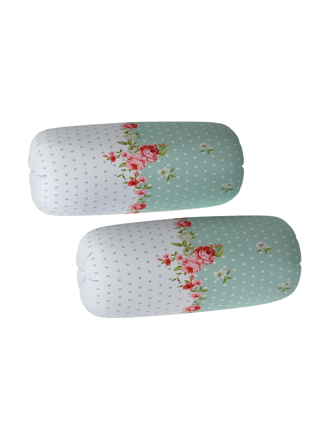 

hargunz Green & White 2 Pieces Floral Printed Bolster Covers