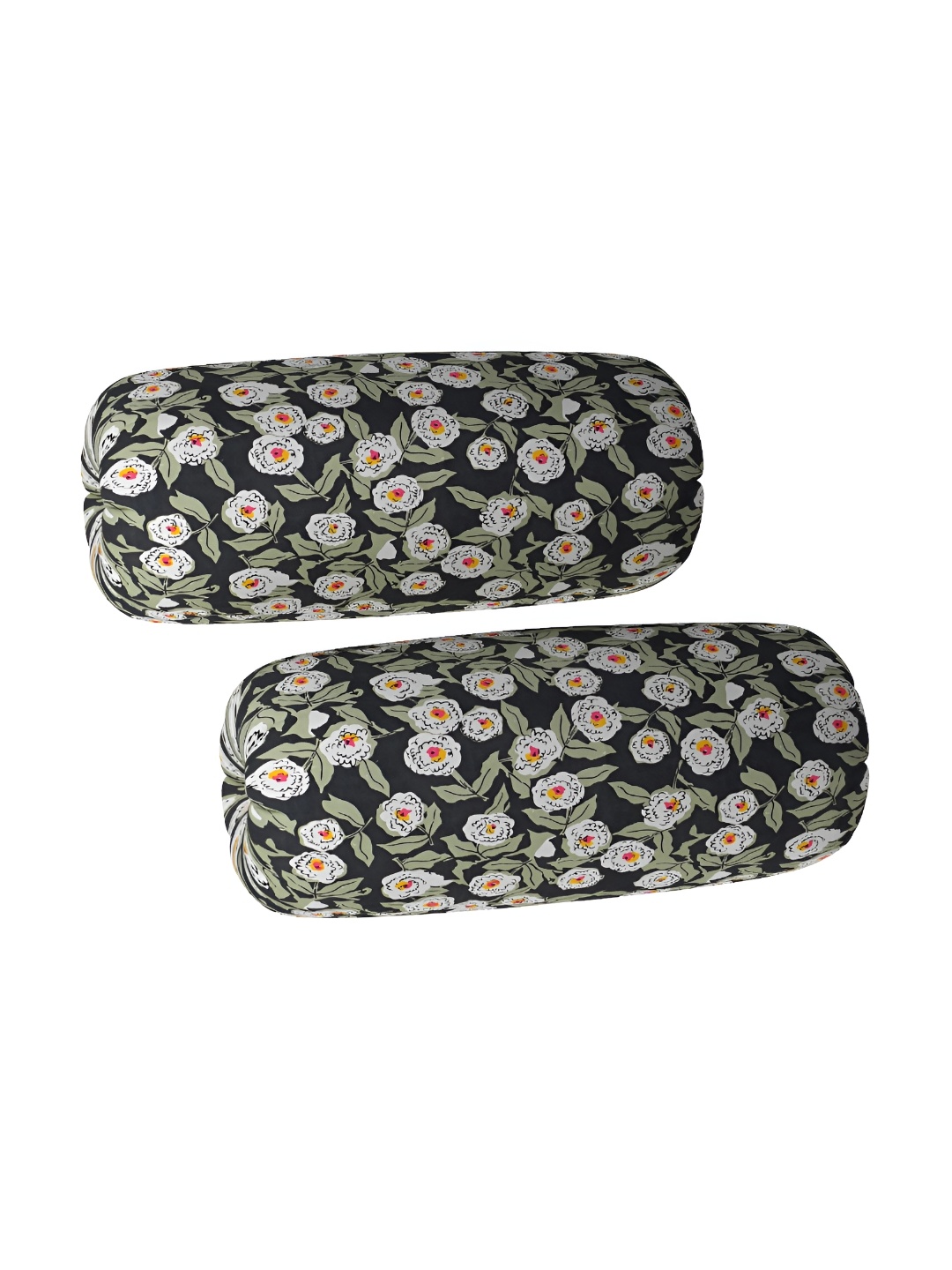 

hargunz Green & White 2 Pieces Floral Printed Bolster Covers