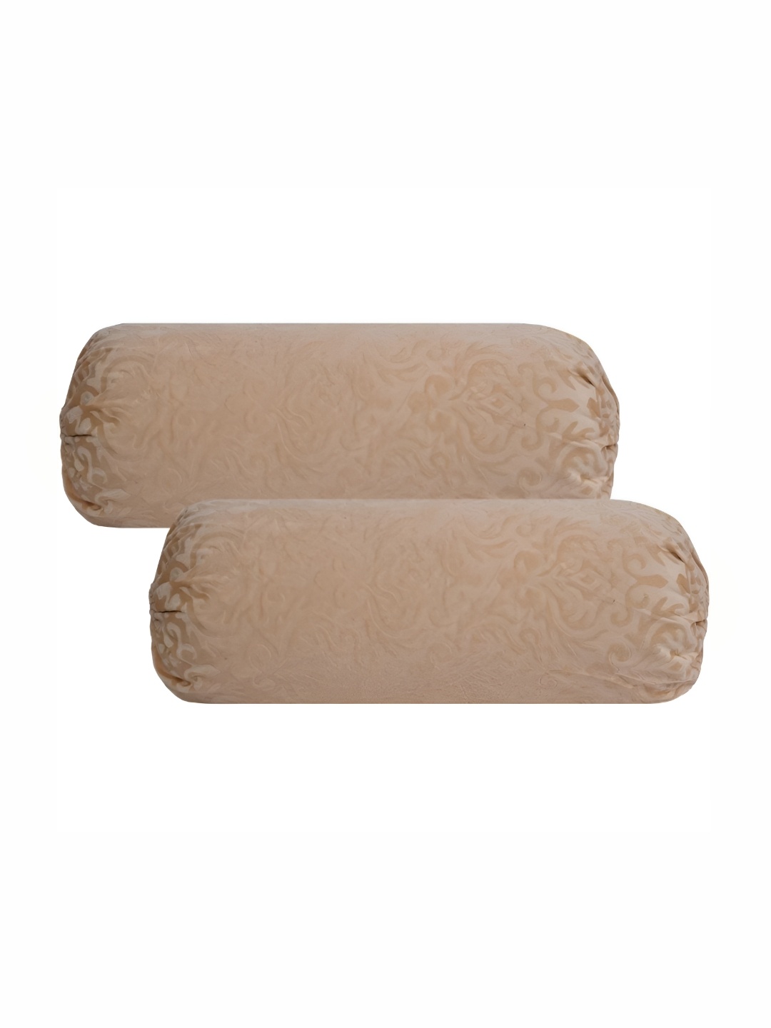 

hargunz Beige 2 Pieces Woven Design Bolster Covers