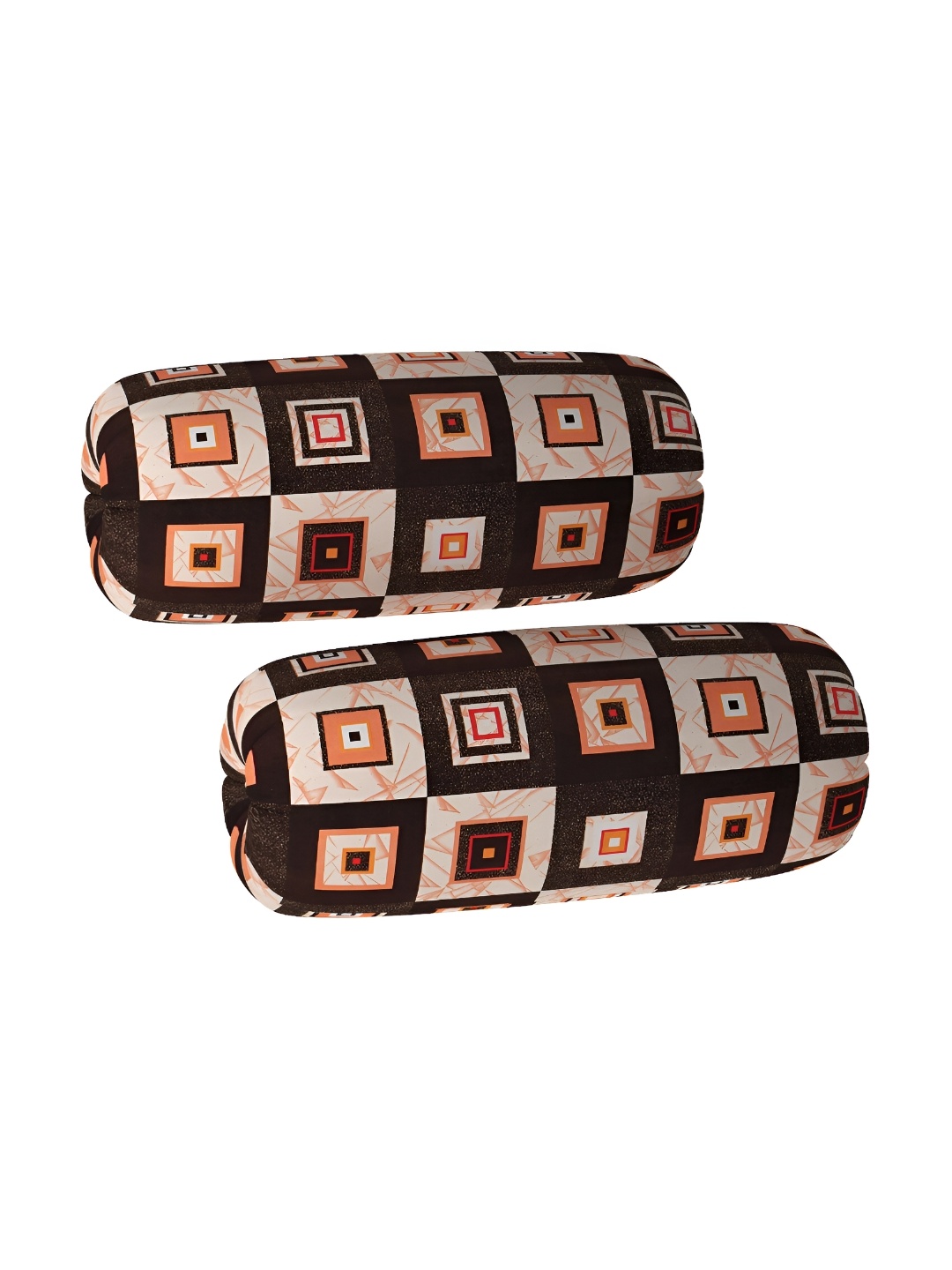 

hargunz Brown & Red 2 Pieces Geometric Printed Bolster Covers