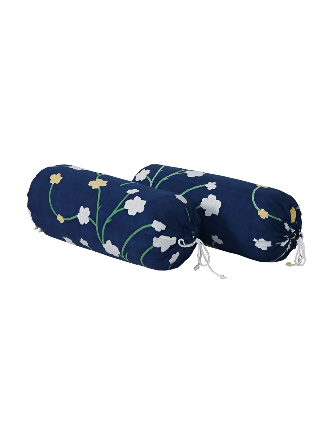 

hargunz Blue & White 2 Pieces Floral Printed Bolster Covers