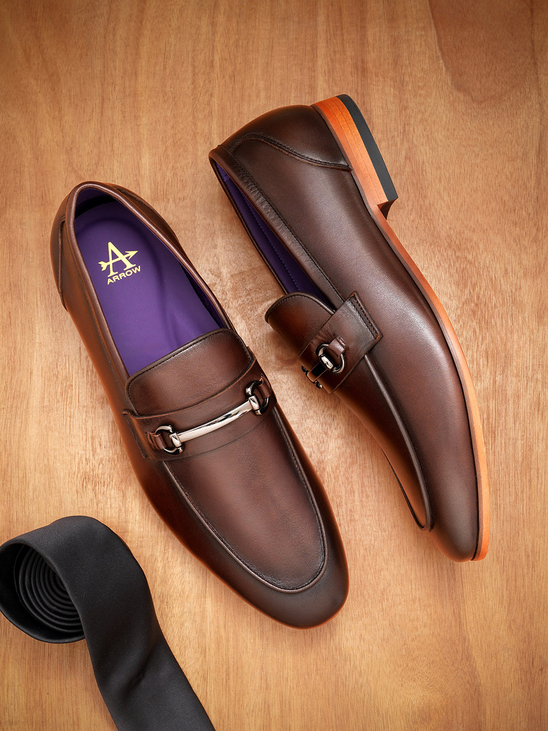 

Arrow Men RUSS Leather Formal Horsebit Loafers, Brown