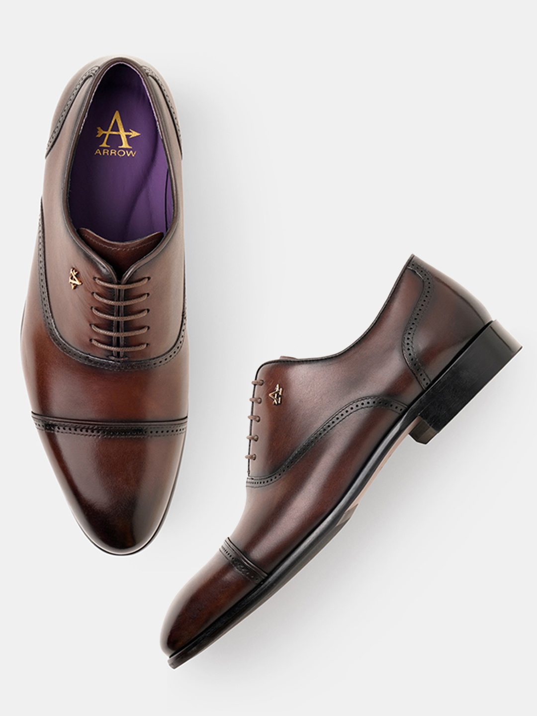 

Arrow Men CORTINA Leather Formal Oxfords, Brown