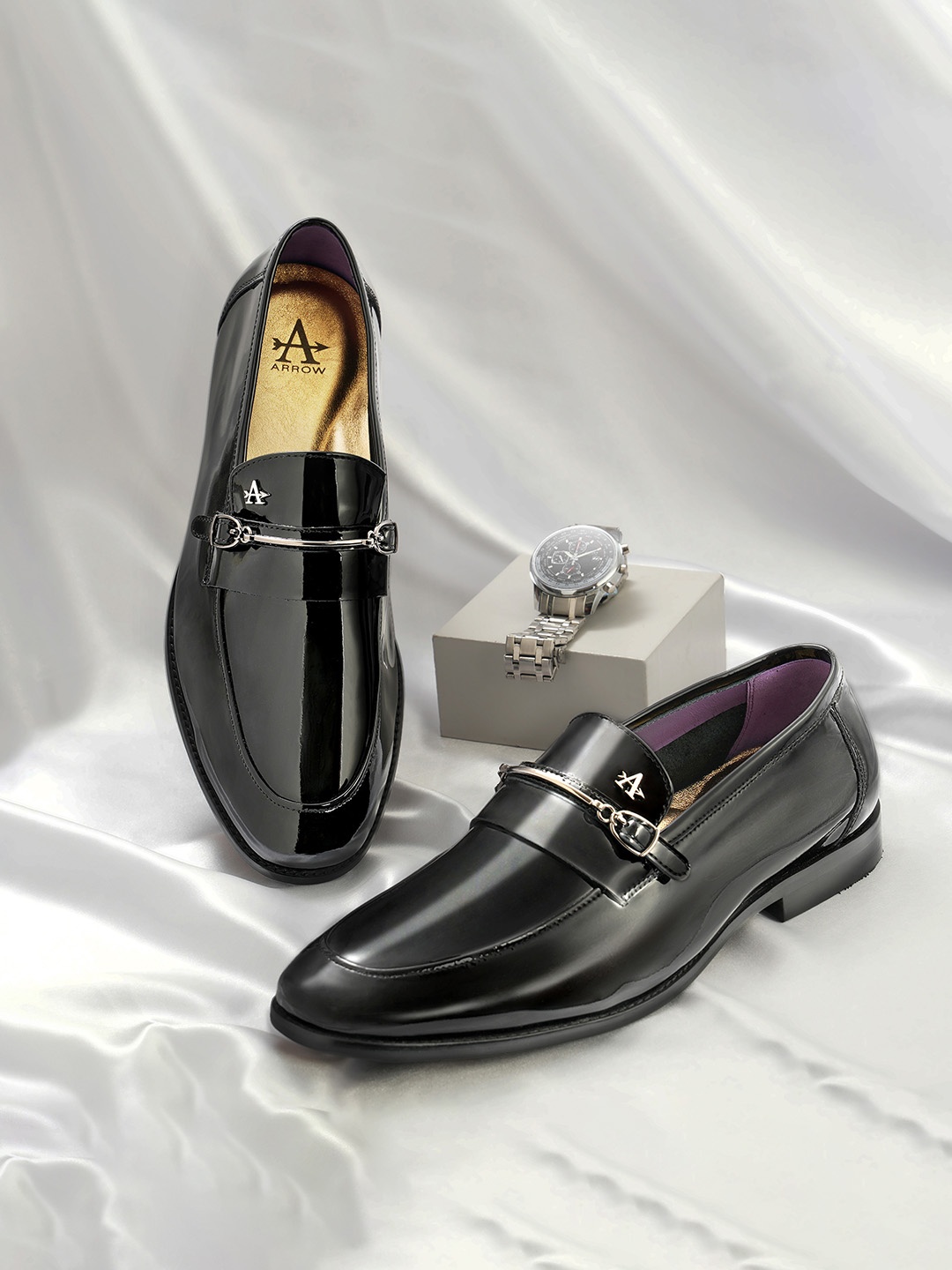 

Arrow Men DANTE Leather Formal Horsebit Loafers, Black