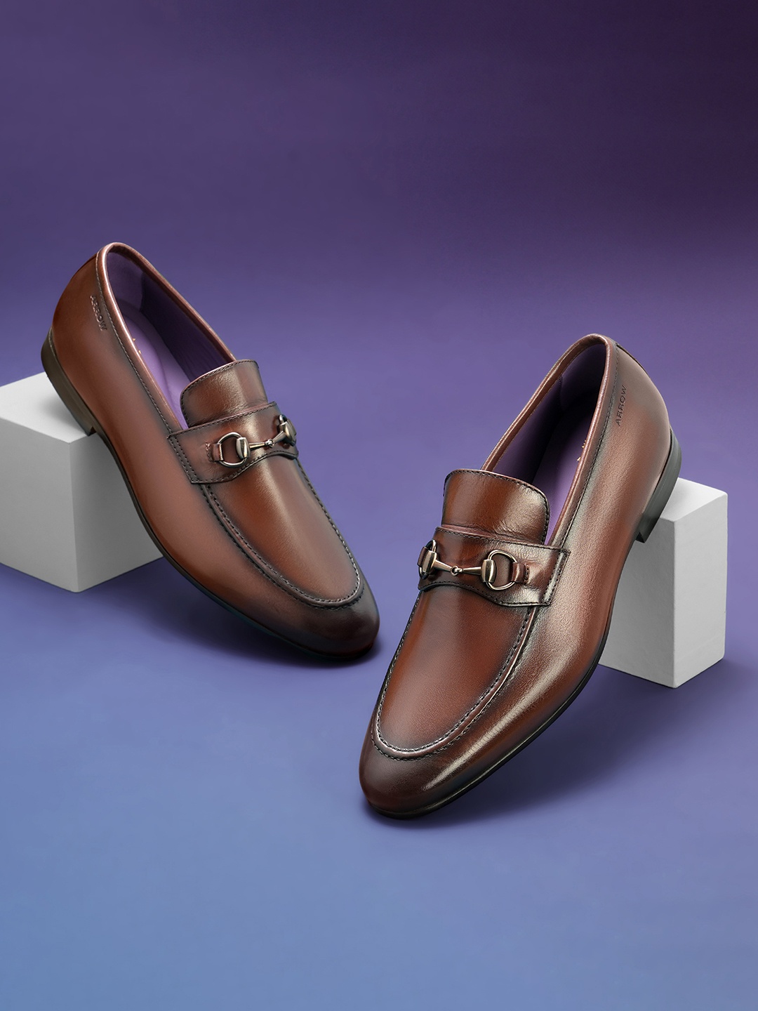 Arrow Men BOSCO Leather Formal Horsebit Loafers, Brown
