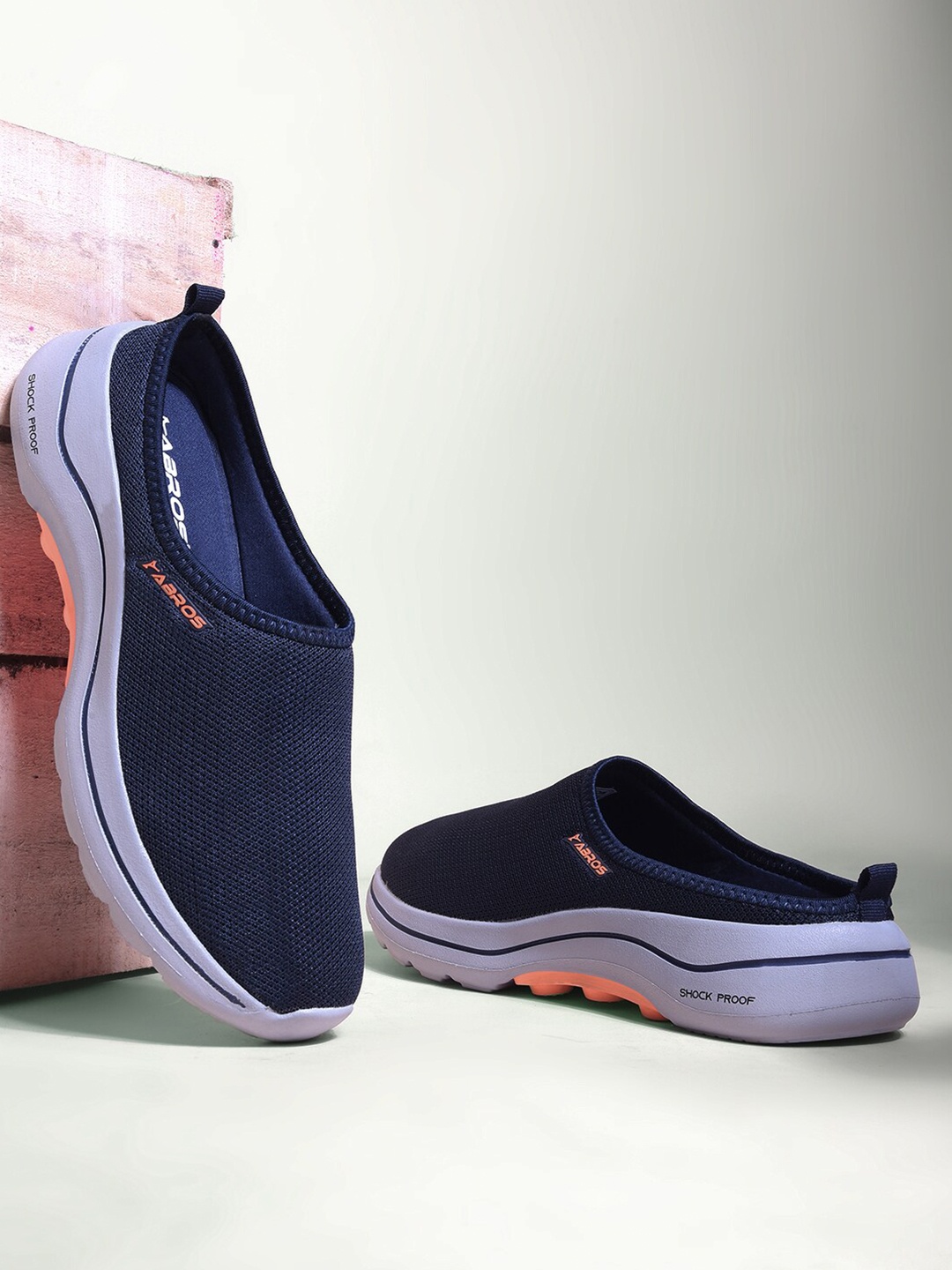 

ABROS Men Air Textured Slip On Running Shoes, Navy blue