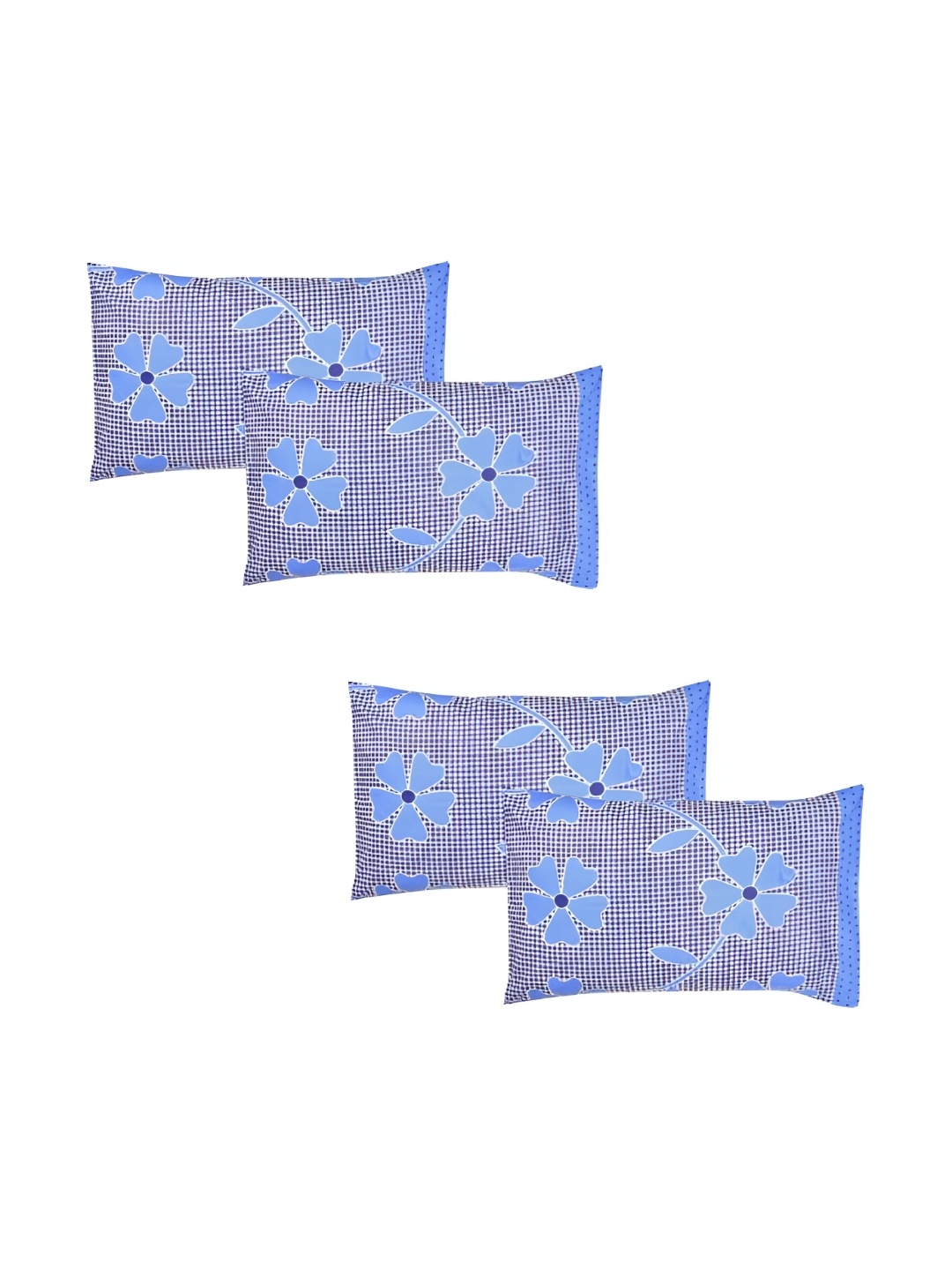 

Supreme Home Collective Blue 4 Pieces Floral Cotton Rectangle Pillow Covers