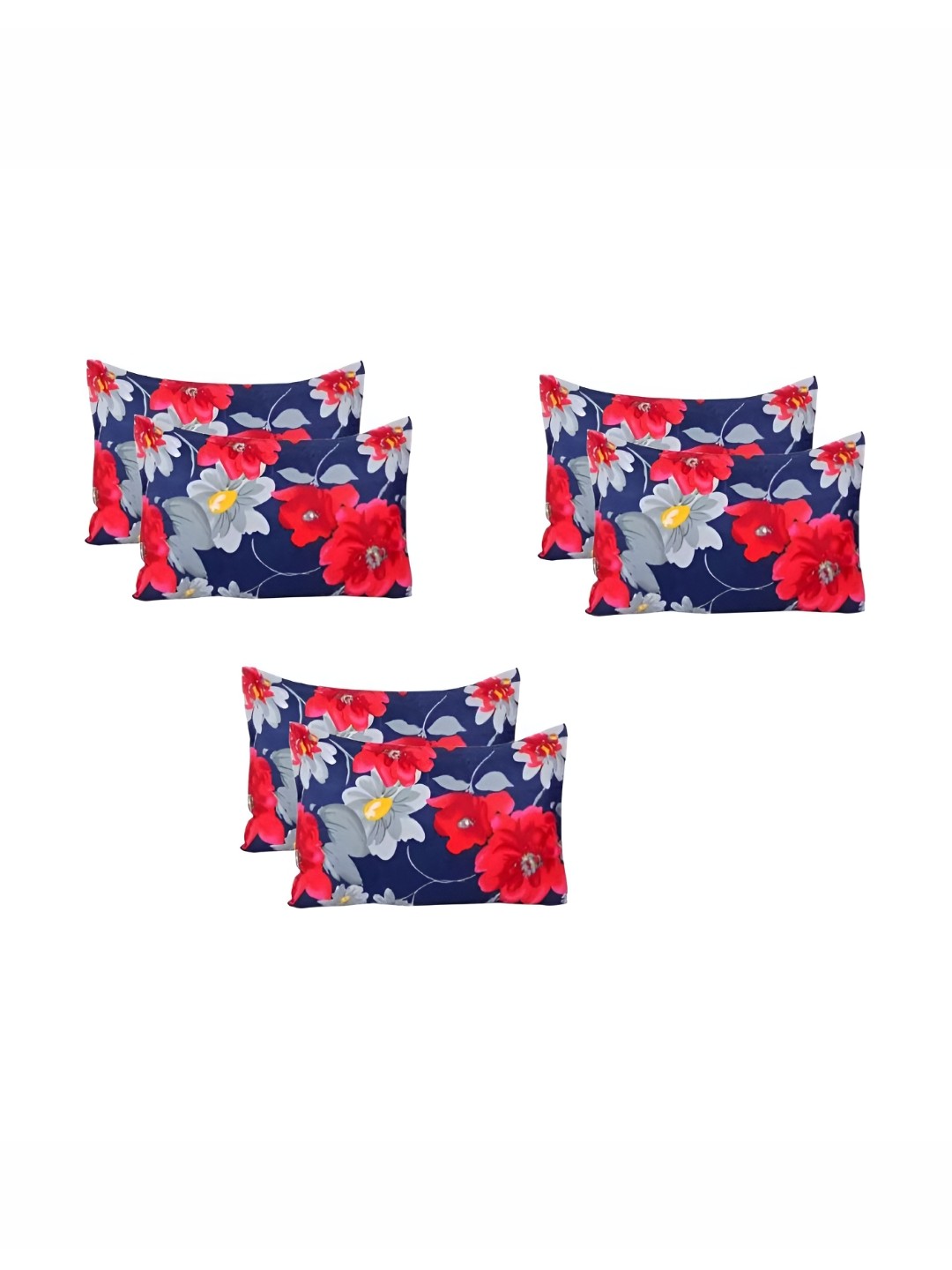 

Supreme Home Collective Blue 6 Pieces Floral Pure Cotton Rectangle Pillow Covers