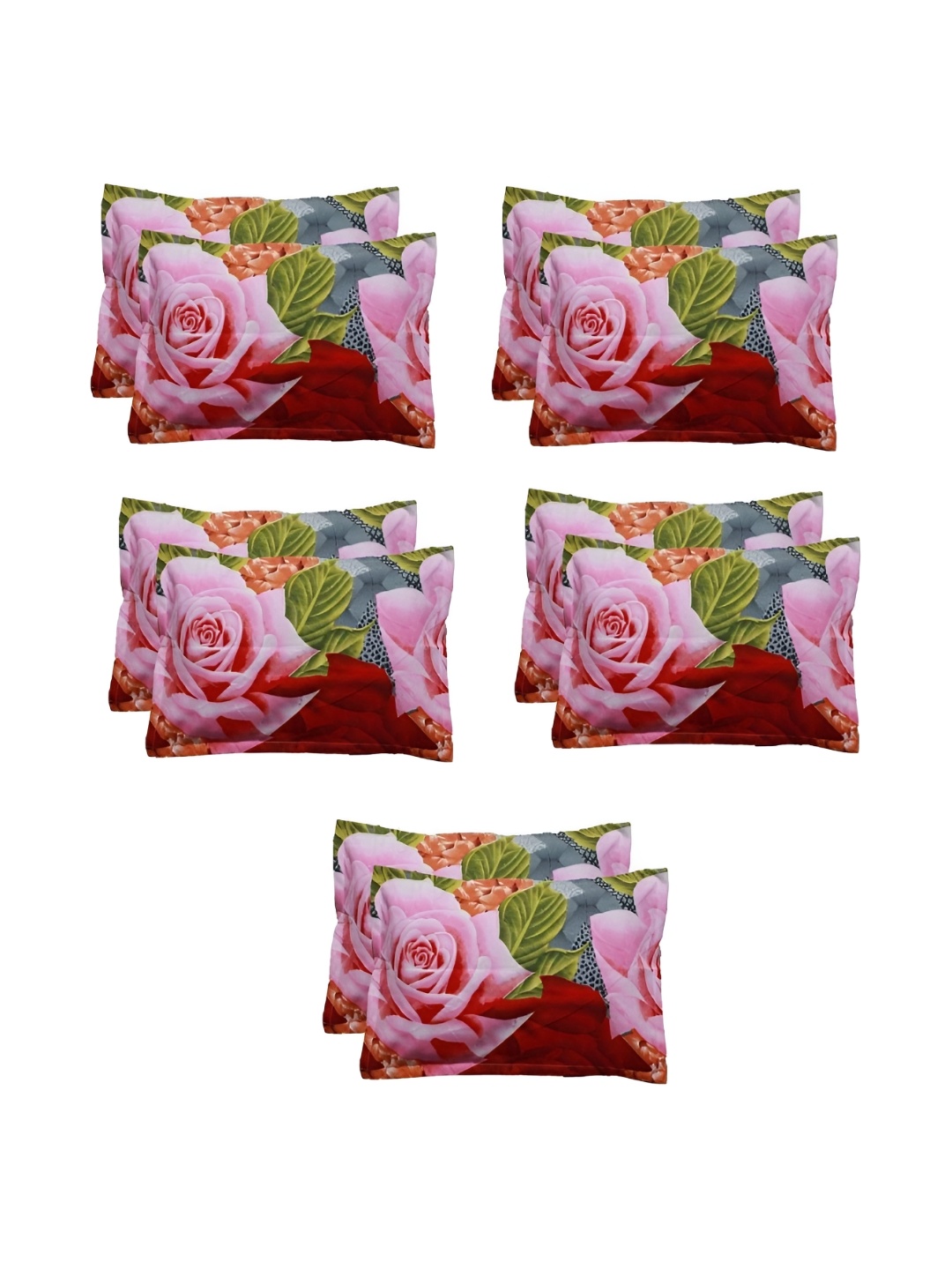 

Supreme Home Collective Pink 10 Pieces Floral Pure Cotton Rectangle Pillow Covers