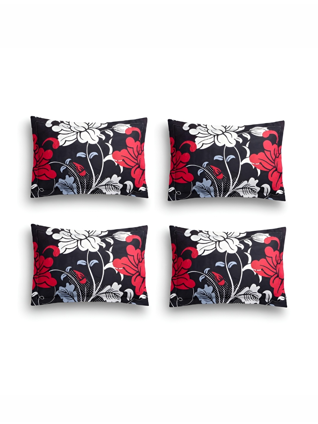 

Supreme Home Collective Black & Red 4 Pieces Abstract Cotton Rectangle Pillow Covers