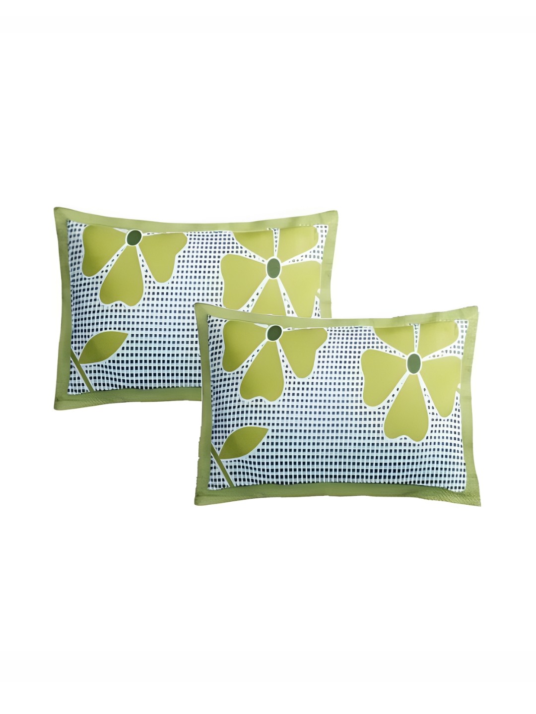 

Supreme Home Collective Green & White 2 Pcs Abstract Pure Cotton Rectangle Pillow Covers