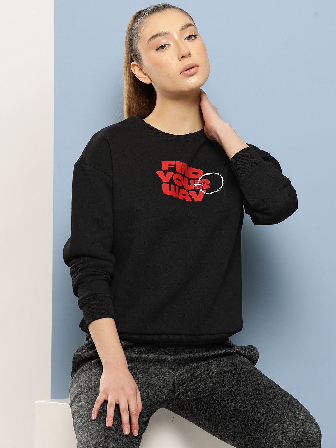 

Slazenger Women Typography Printed Sweatshirt, Black