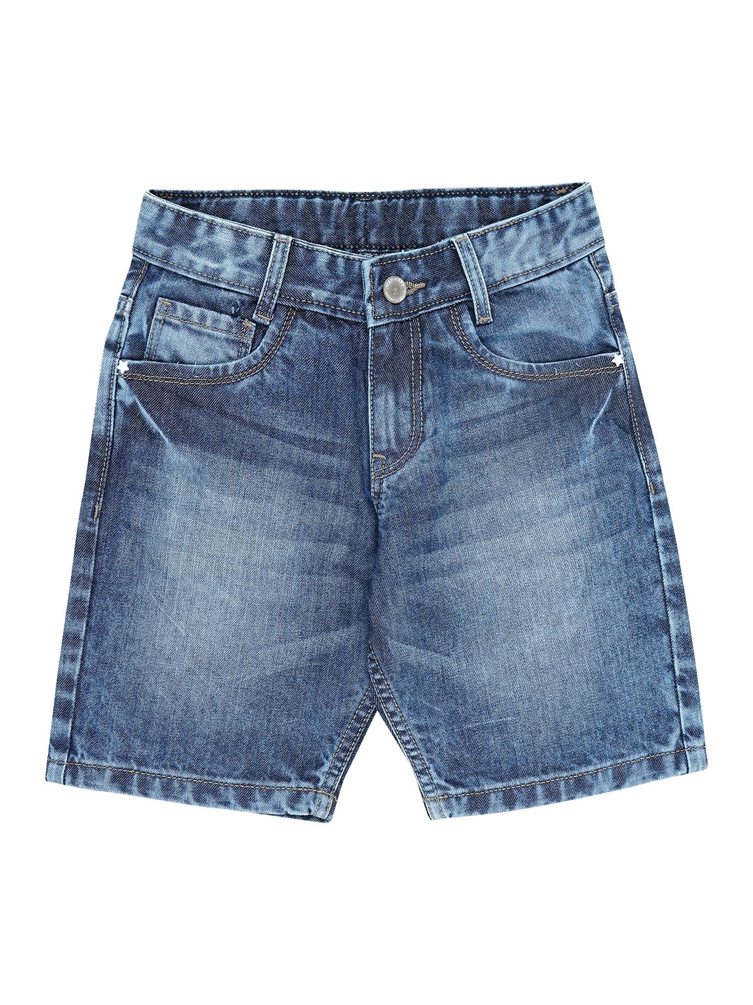 

Jean Cafe Boys Slim Fit Washed Pure Cotton Denim Shorts, Blue