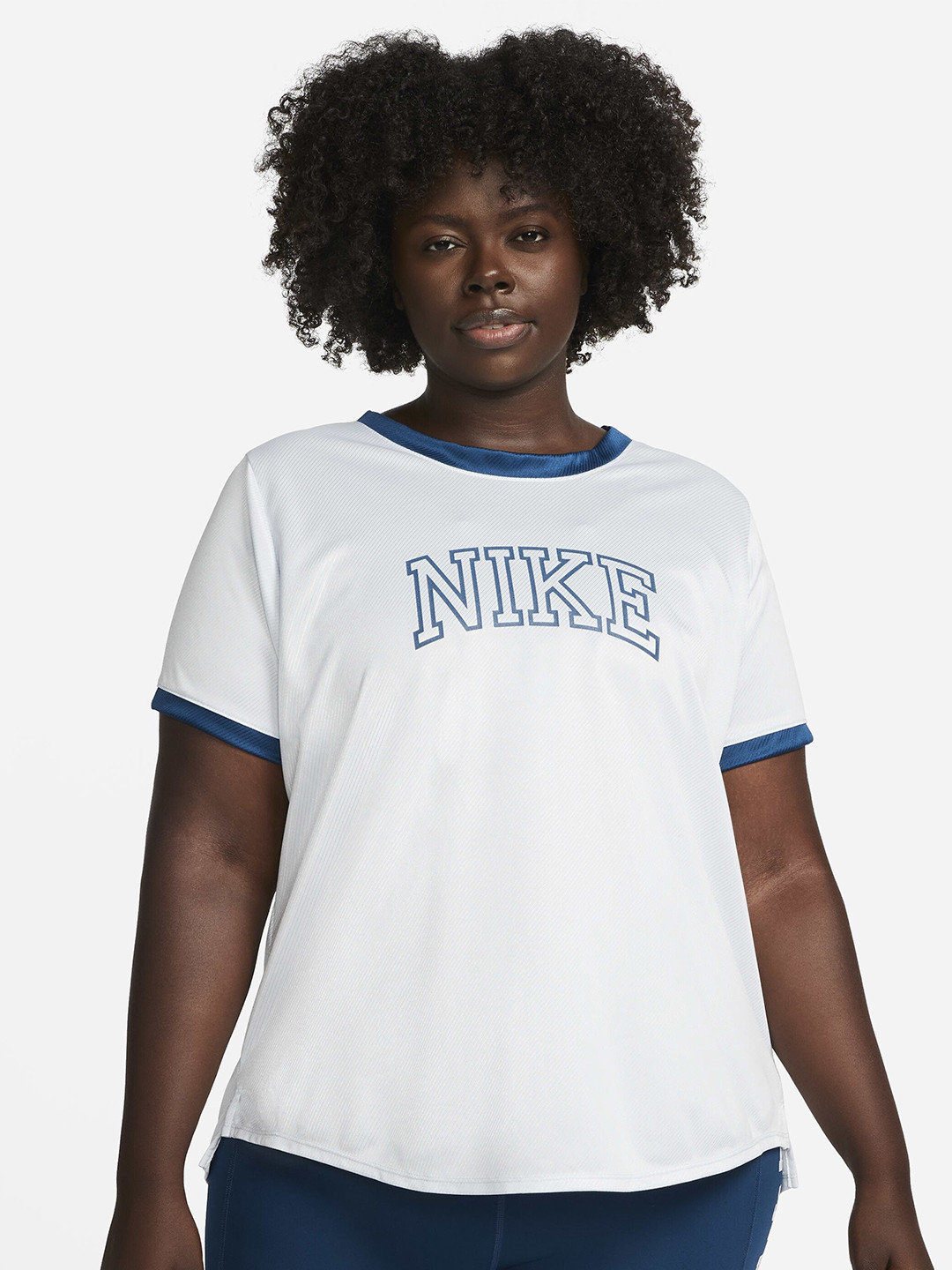 

Nike Plus Size Brand Logo Printed Dri-Fit Short Sleeved Running Tops, Grey