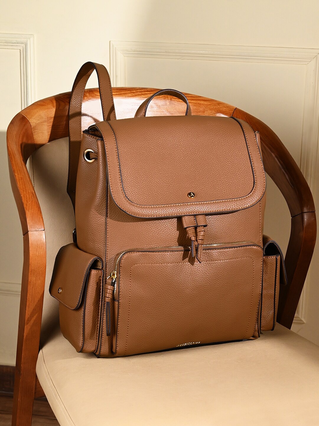 

Accessorize London Women Multi Pocket Backpack, Brown