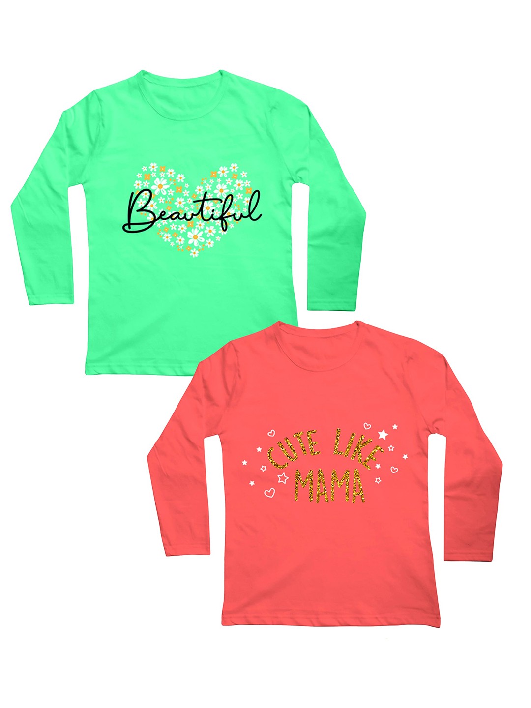 

Mojua Girls Green & Rust Floral 2 Printed Bio Finish T-shirt