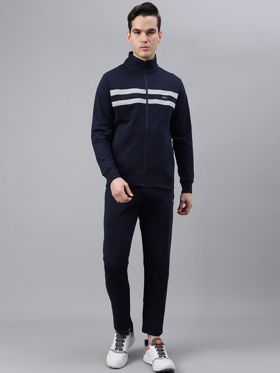 

FCK GOLD Mock Collar Jacket With Track Pants, Navy blue