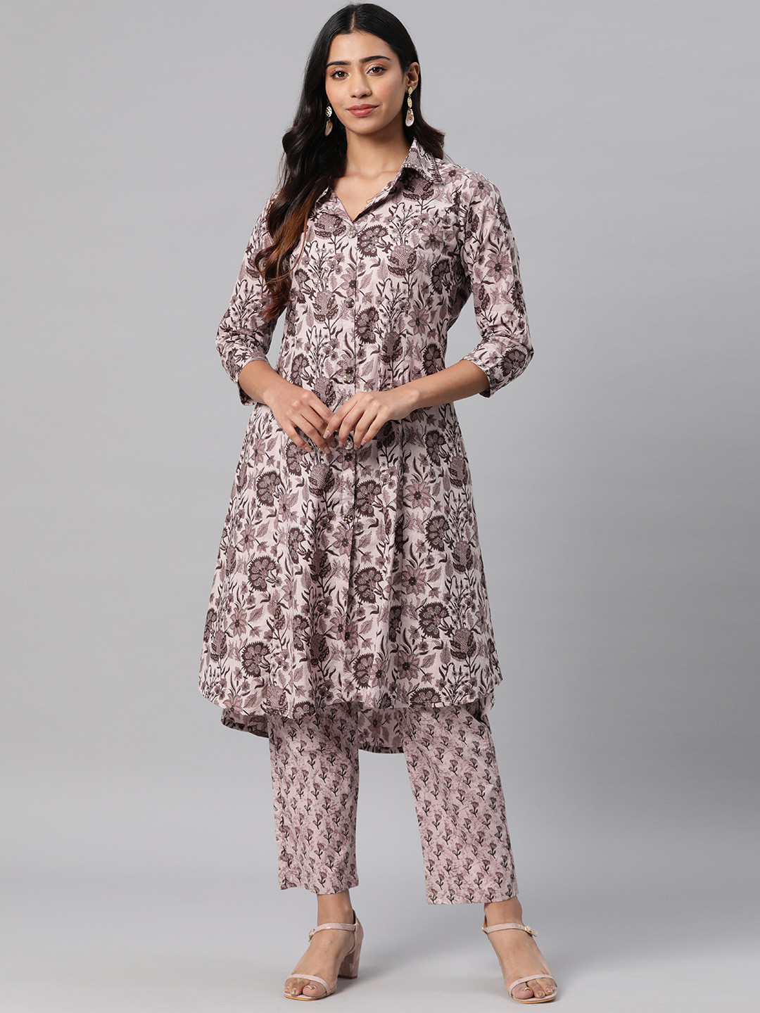 

Readiprint Women Floral Printed Regular Pure Cotton Kurta with Trousers, Mauve