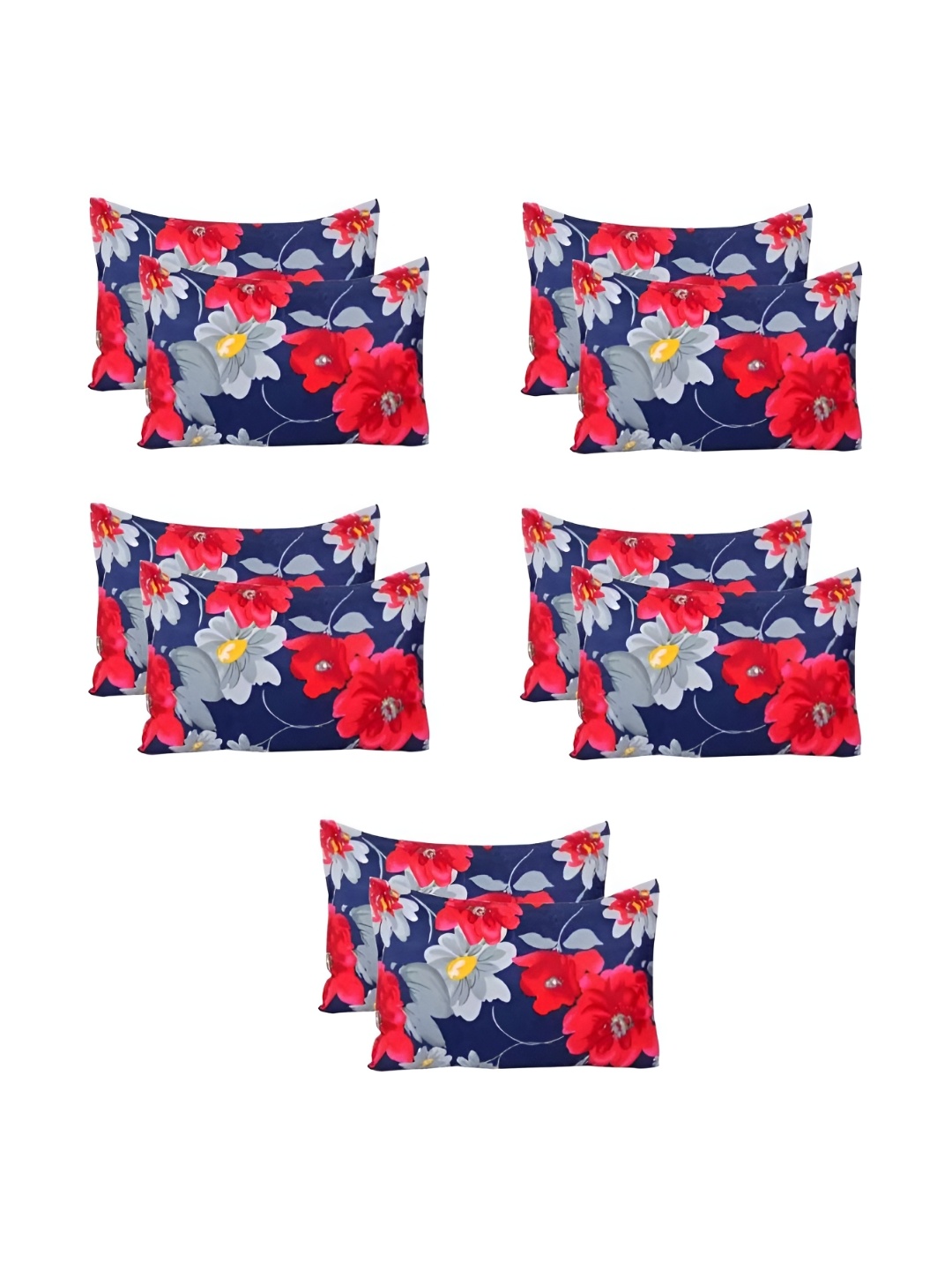 

Supreme Home Collective Blue & Red10 Pieces Floral Pure Cotton Rectangle Pillow Covers