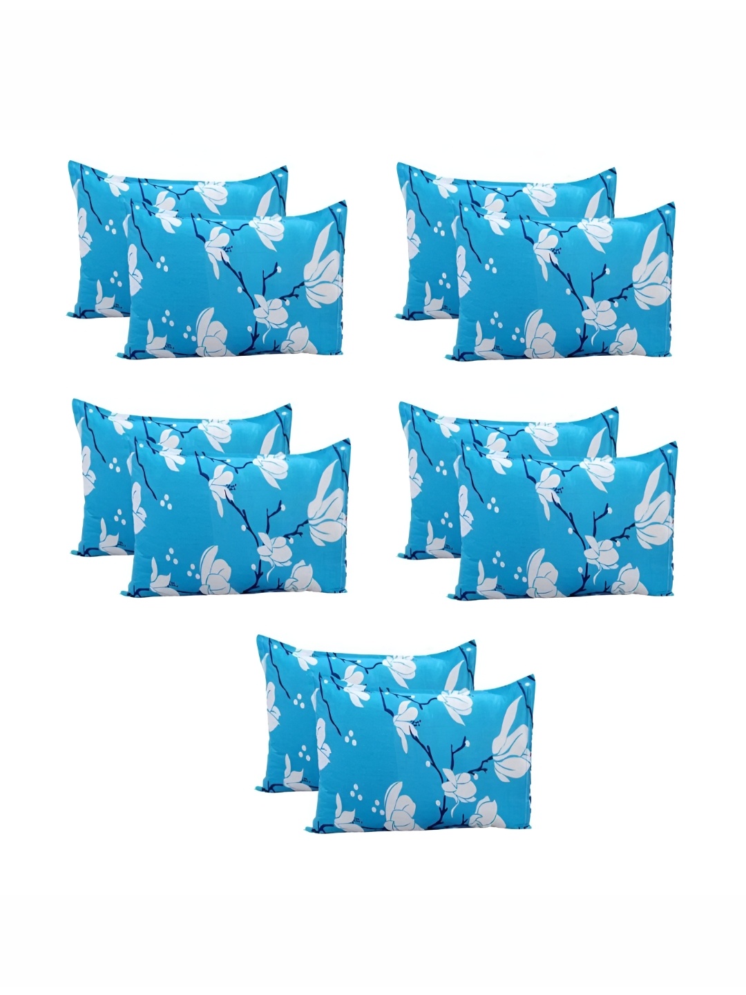 

Supreme Home Collective Blue 10 Pieces Floral Pure Cotton Rectangle Pillow Covers