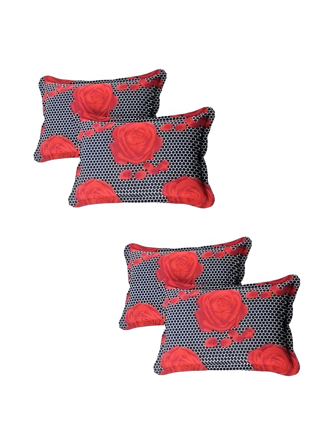 

Supreme Home Collective Red 4 Pieces Floral Pure Cotton Rectangle Pillow Covers