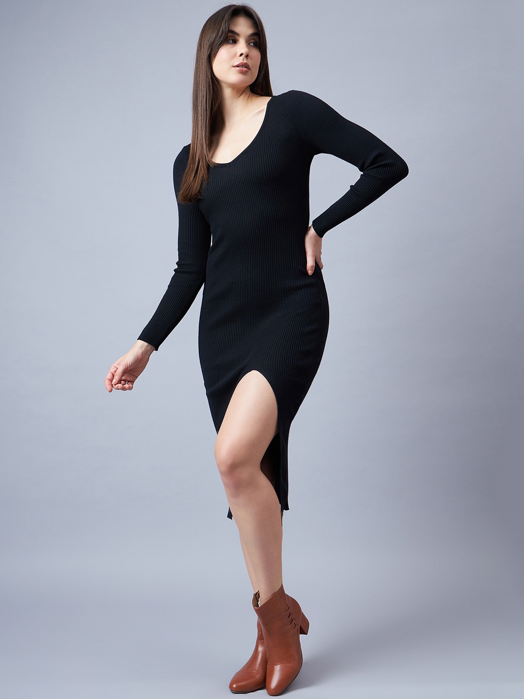 

Chemistry Woollen Bodycon Midi Dress, Black