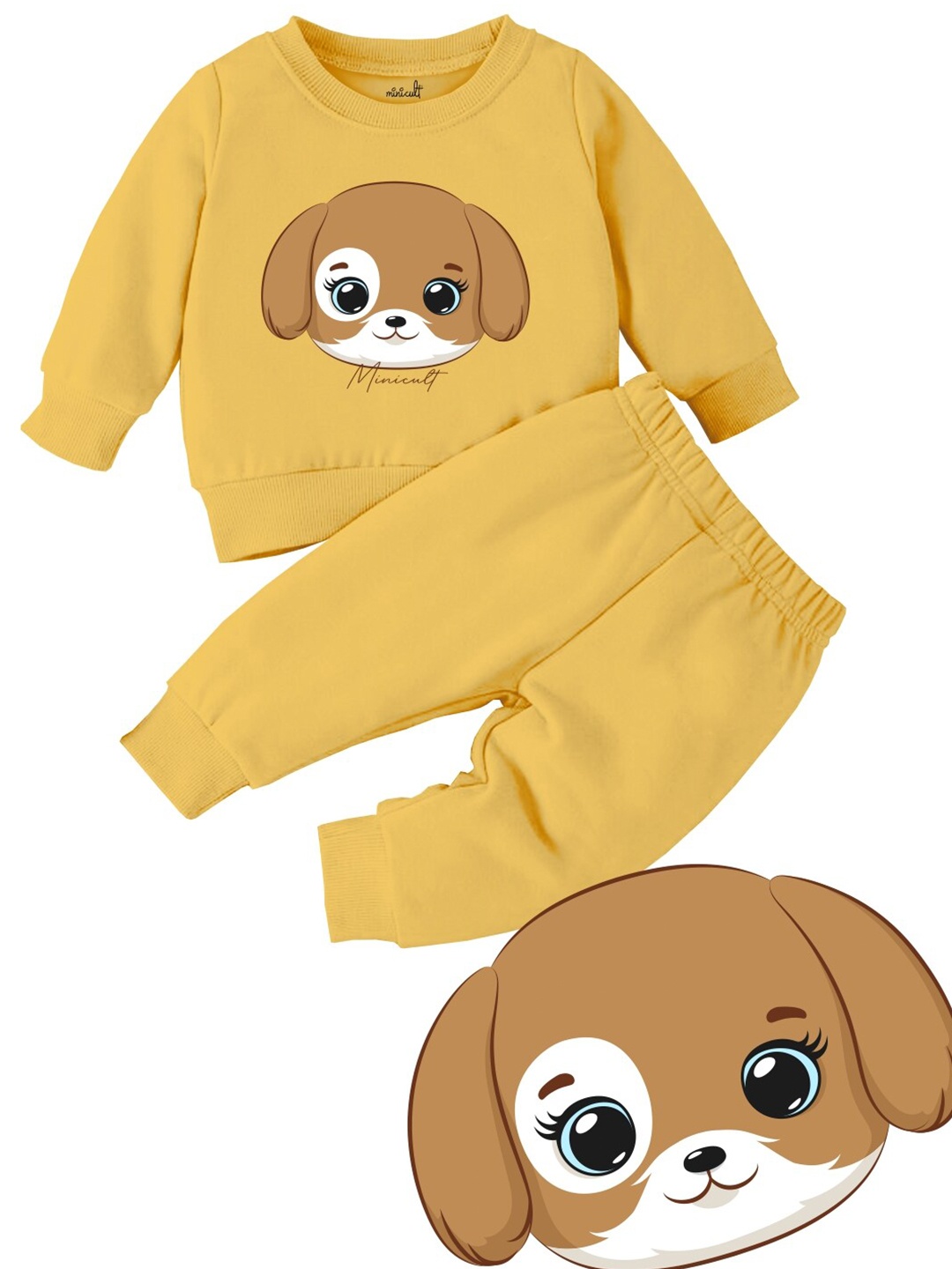 

x2o Infants Kids Graphic Printed Sweatshirt With Joggers, Yellow