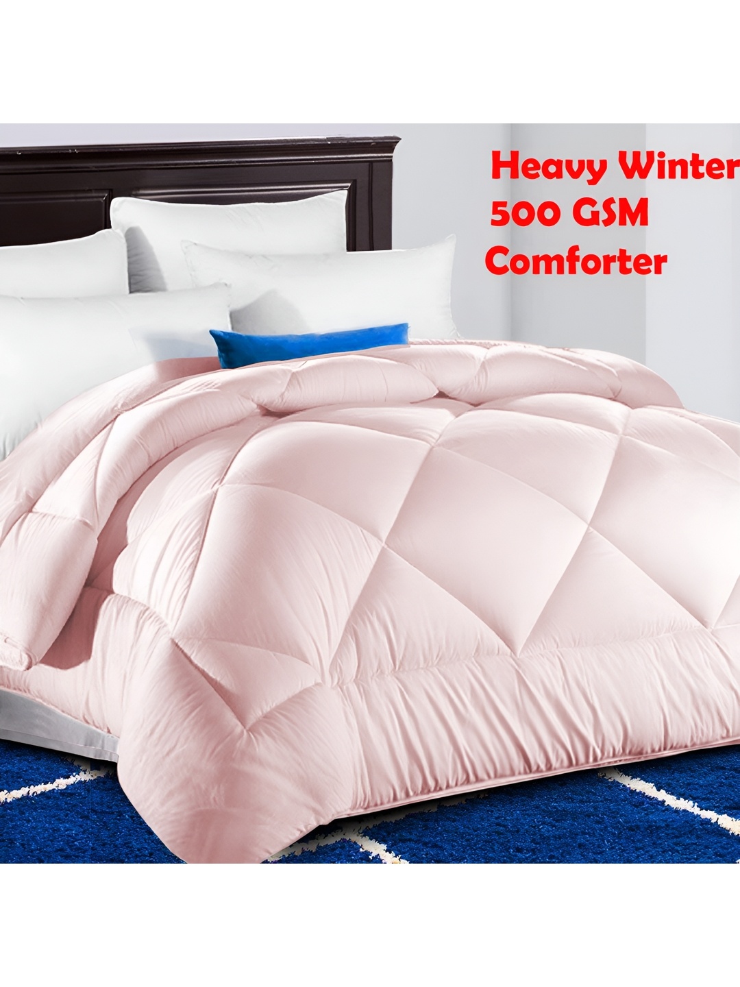 

LINENOVATION Pink Quilted Heavy Winter 500 GSM Double Bed Comforter