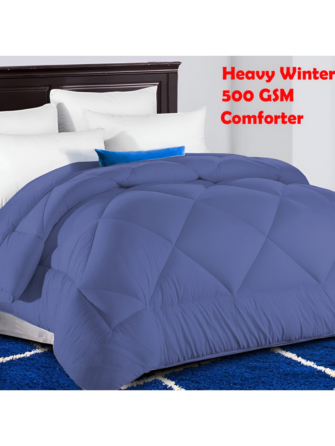 

LINENOVATION Blue Quilted Heavy Winter 500 GSM Single Bed Comforter