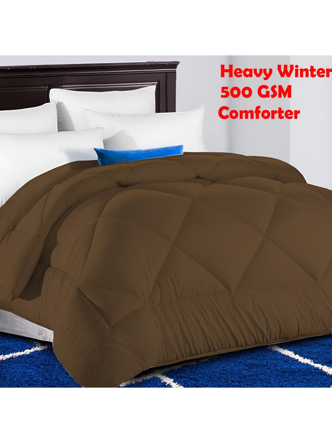 

LINENOVATION Brown Quilted Heavy Winter 500 GSM Double Bed Comforter