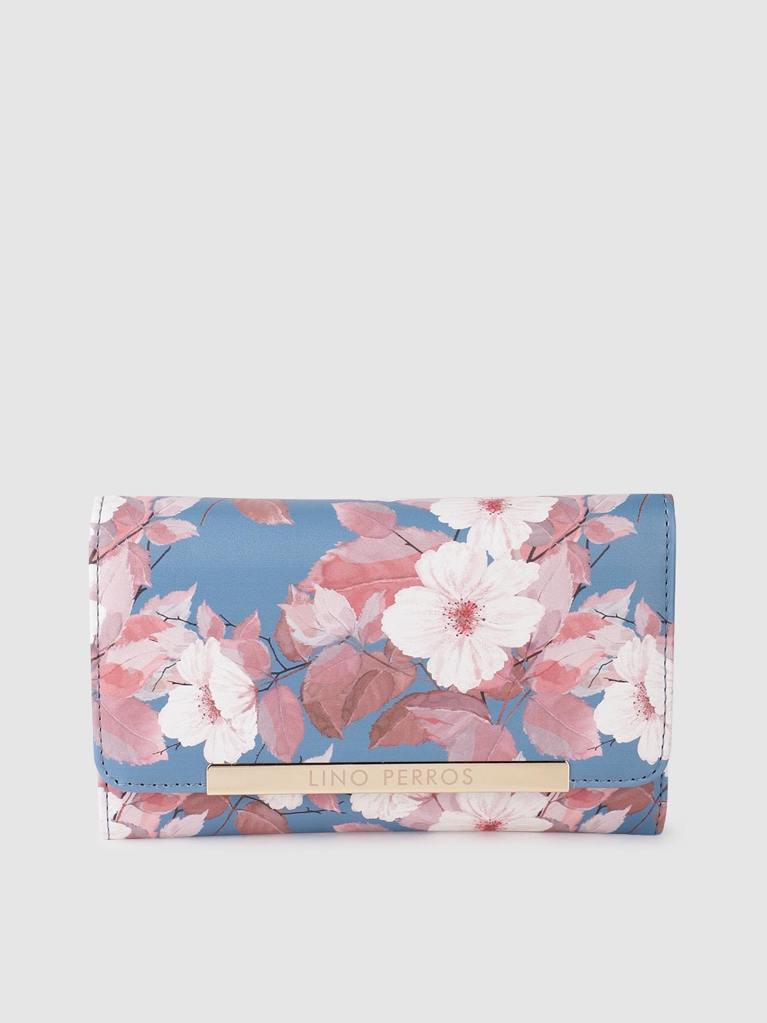 

Lino Perros Women Floral Printed Three Fold Wallet, Blue