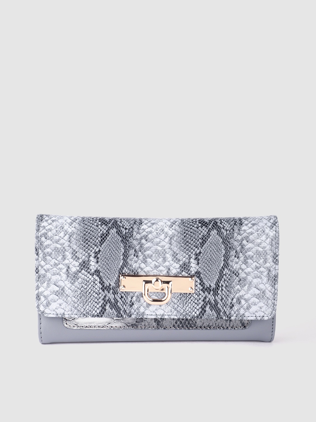 

Lino Perros Women Snakeskin Print Three Fold Wallet, Grey