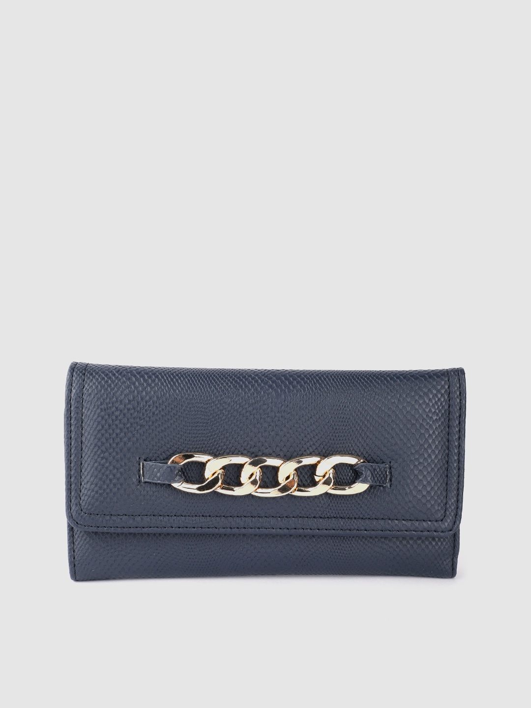 

Lino Perros Women Snakeskin Textured Three Fold Wallet, Navy blue