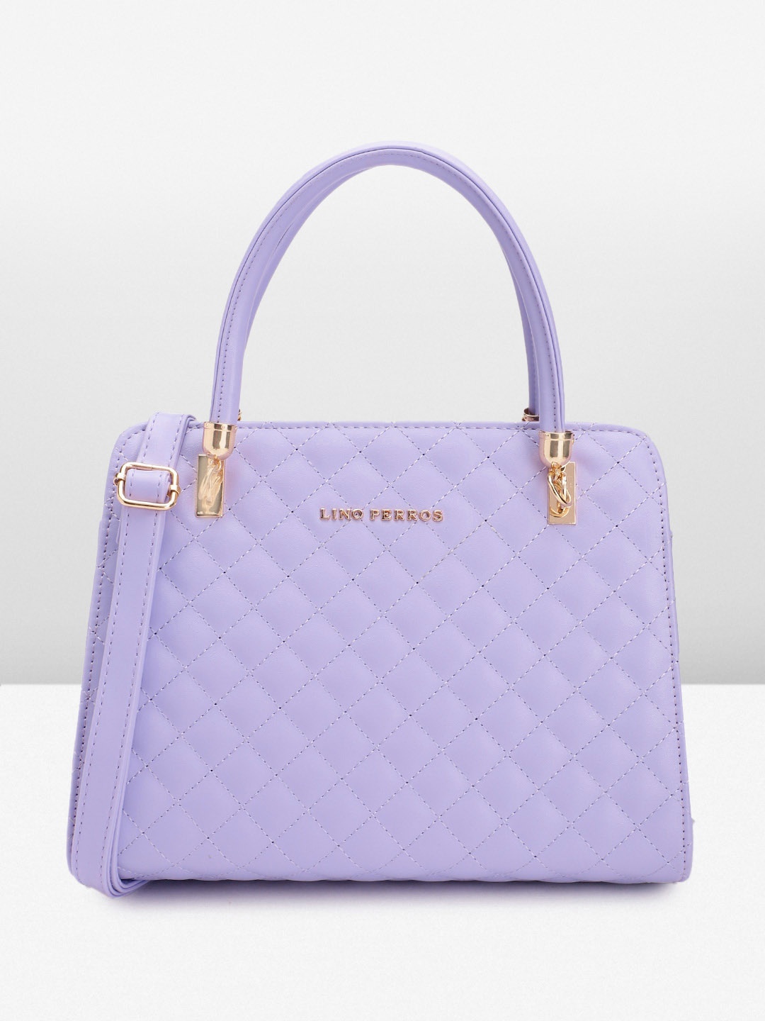 

Lino Perros Structured Handheld Bag with Quilted Detail, Lavender