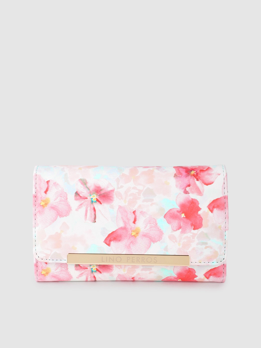 

Lino Perros Women Floral Printed Three Fold Wallet, Pink