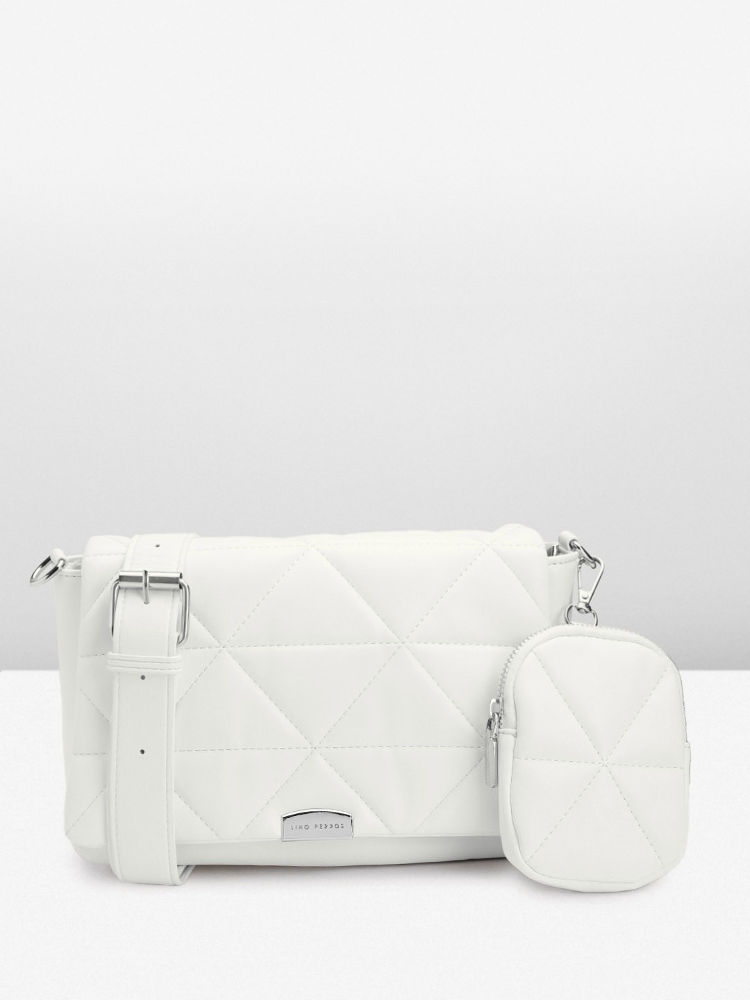 

Lino Perros Structured Sling Bag with Quilted Detail, White