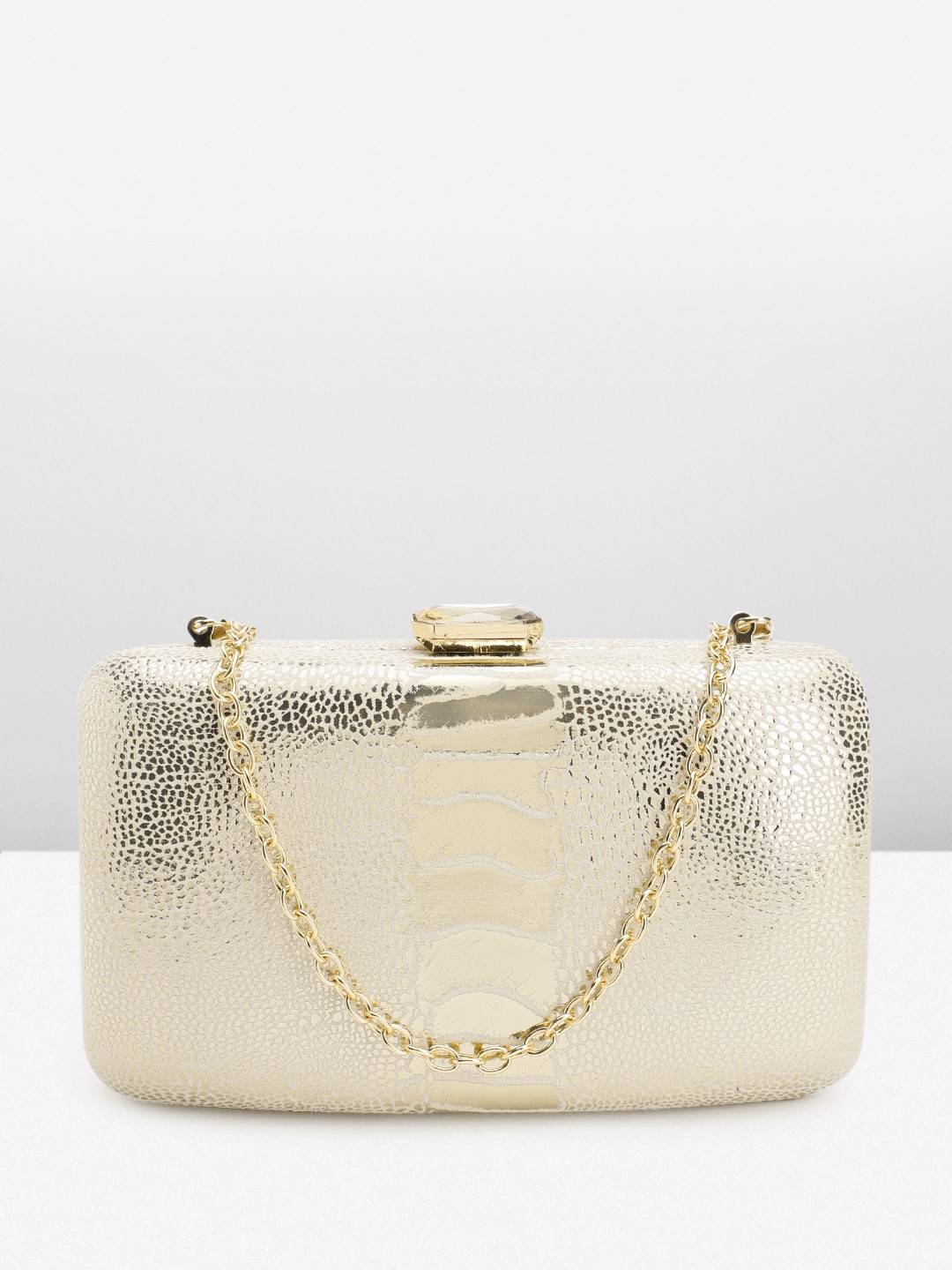 

Lino Perros Snake Skin Textured Box Clutch, White