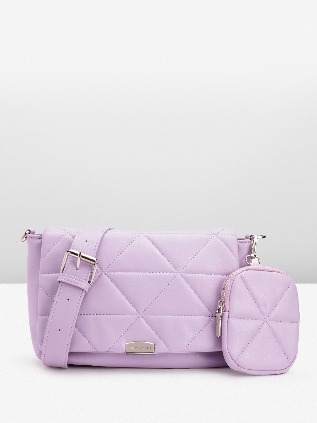 

Lino Perros Structured Sling Bag with Quilted Detail, Lavender