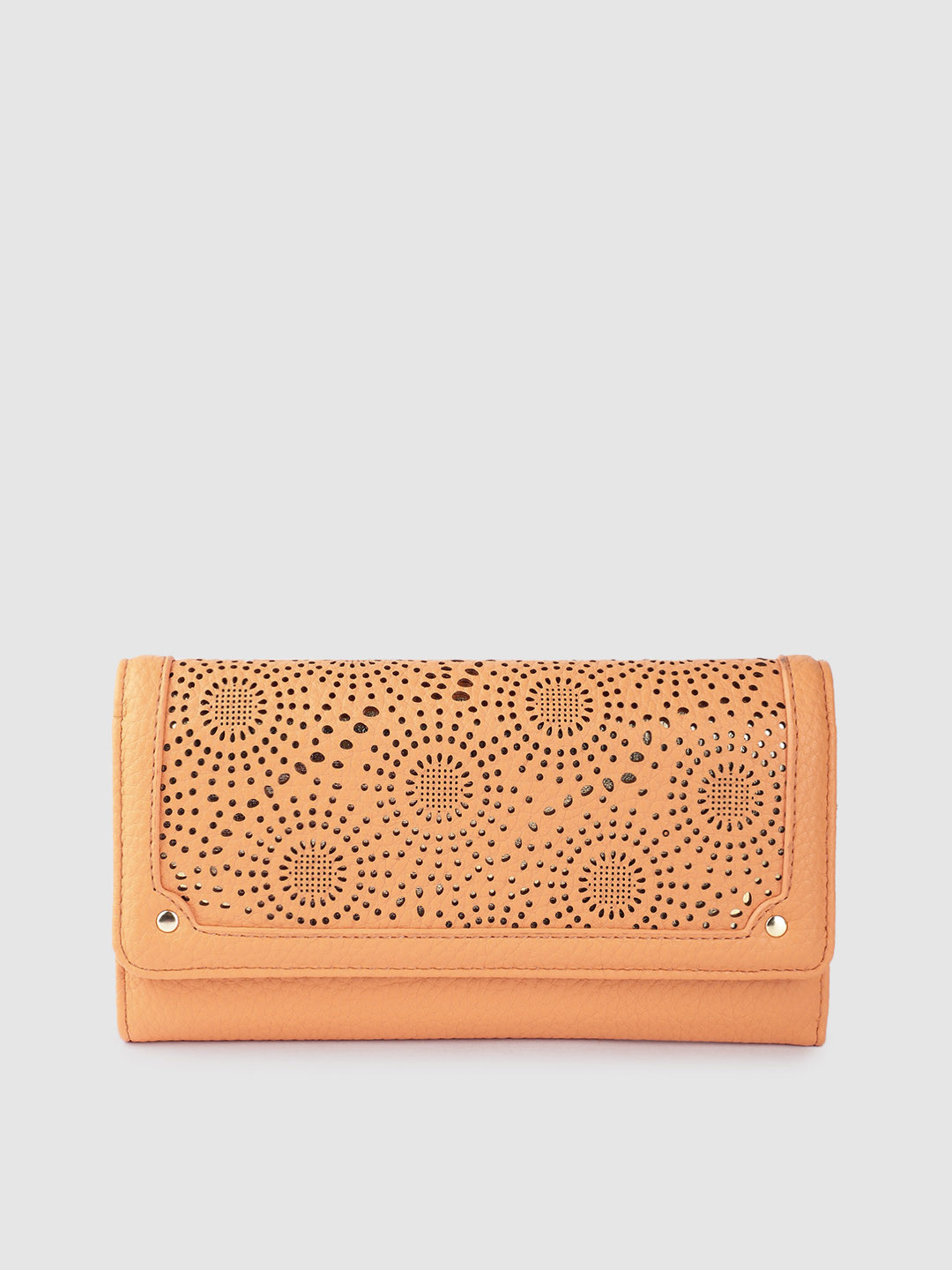 

Lino Perros Women Laser Cut Detail Three Fold Wallet, Orange