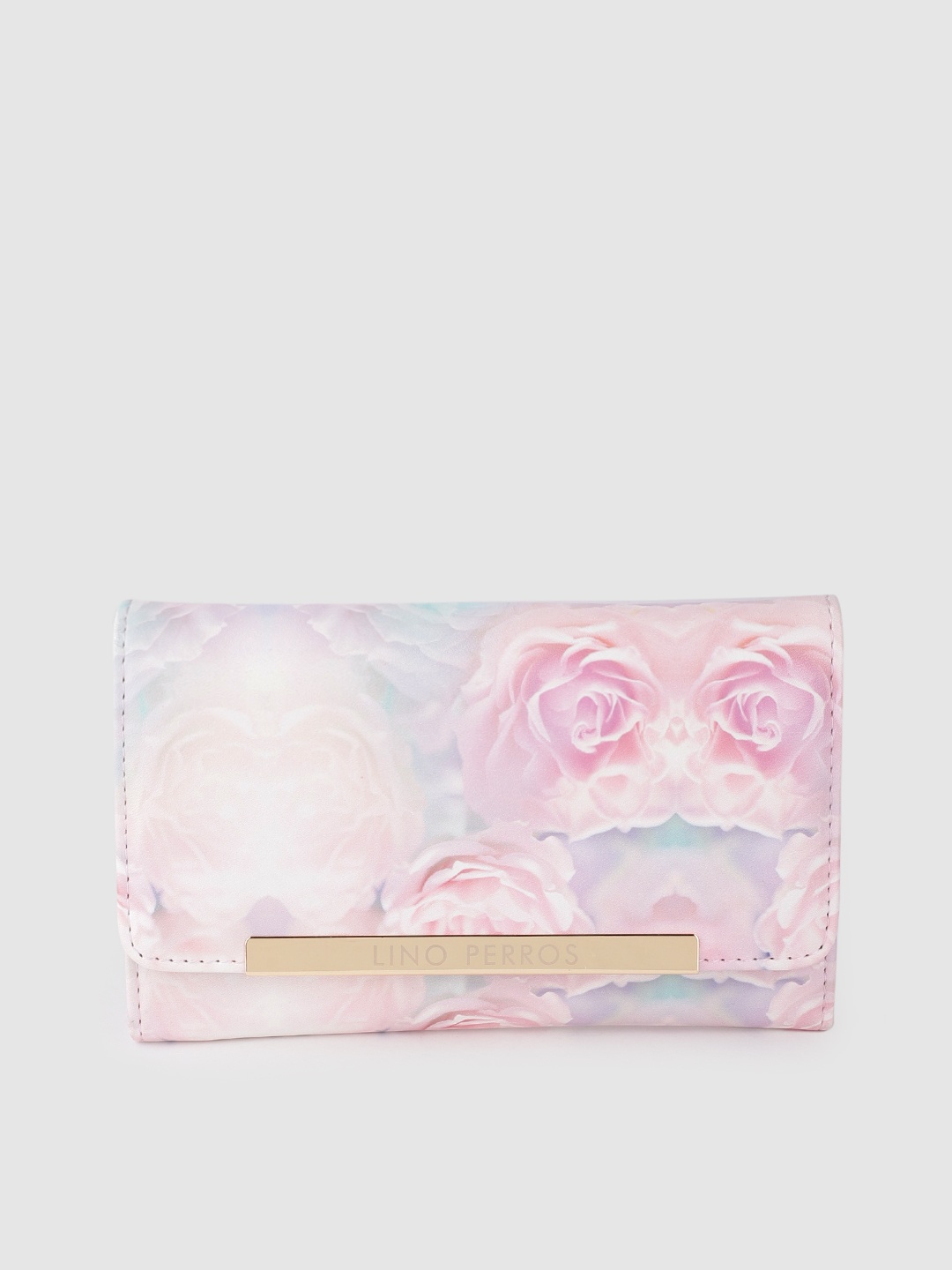 

Lino Perros Women Floral Printed Three Fold Wallet, Pink