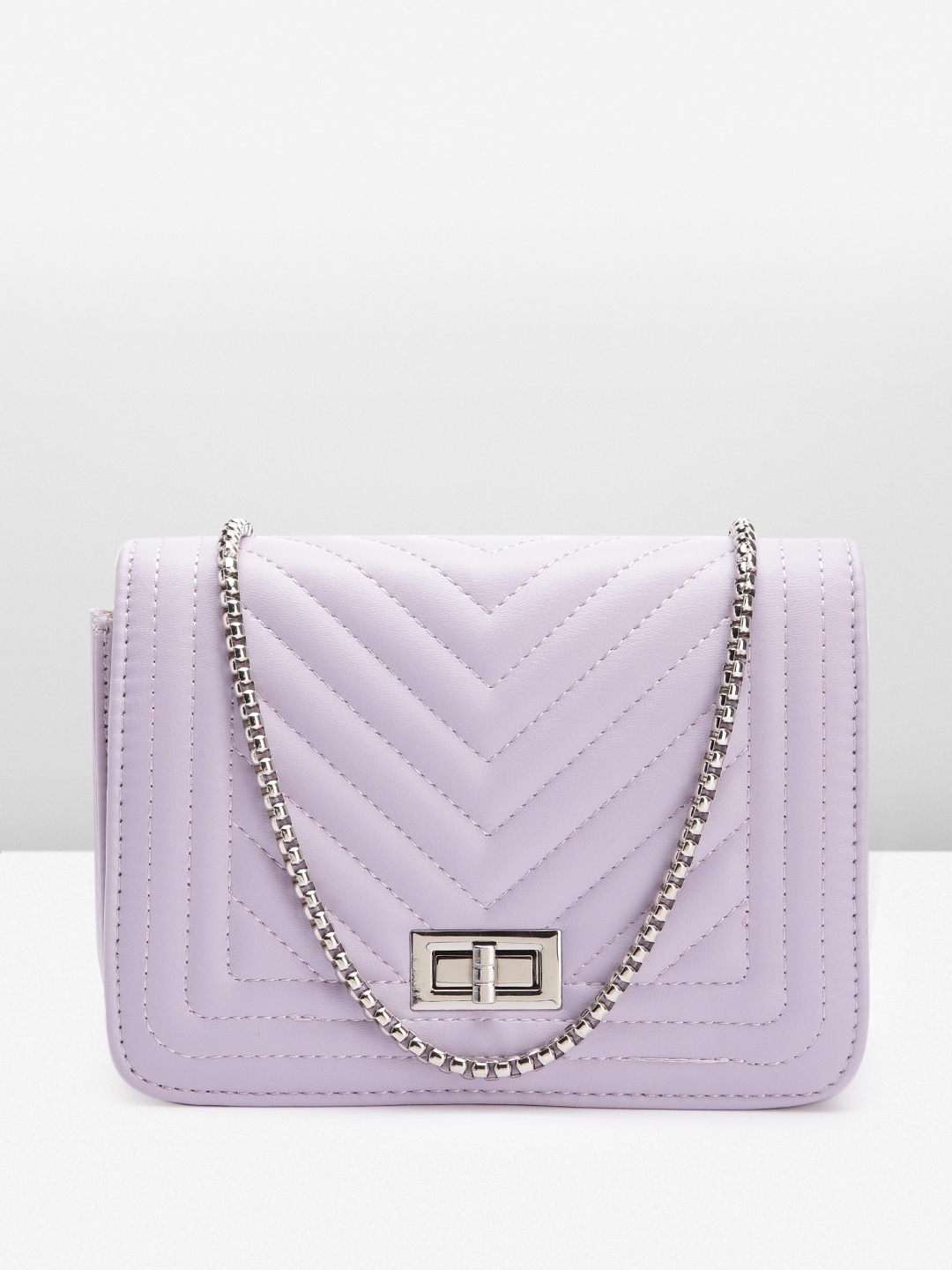 

Lino Perros Textured Structured Sling Bag with Quilted Detail, Lavender