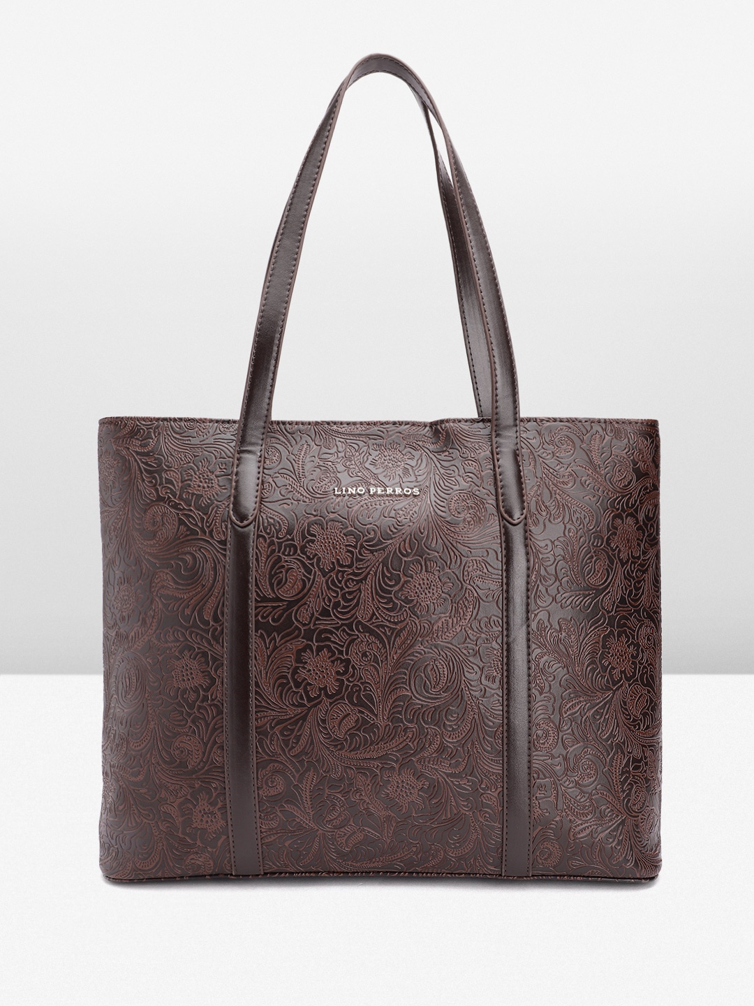 

Lino Perros Floral Printed Structured Laptop Shoulder Bag, Brown