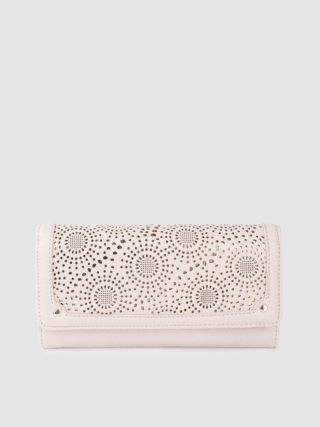 

Lino Perros Women Laser Cut Detail Three Fold Wallet, Beige